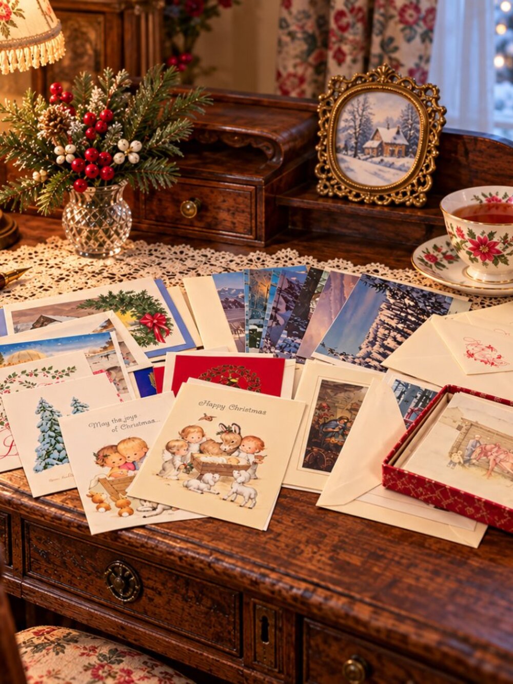Vintage 1970s Christmas Greeting Cards Lot of 32 + 10 Bonus Merry Christmas Enve